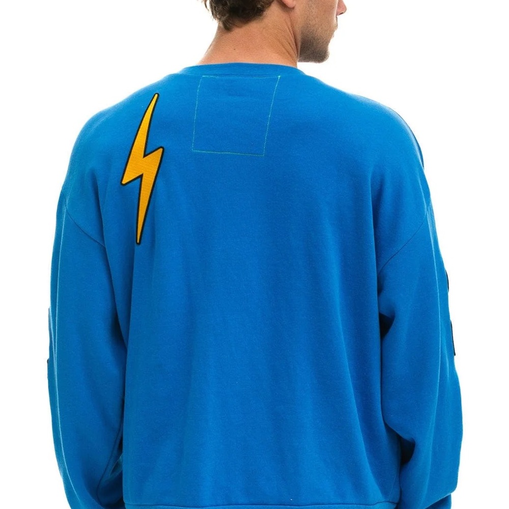 Aviator Nation Bright Blue Patchwork Patch Sweats… - image 3